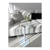 MONEayna WİCCİ Dekoratif Cam Beyaz Zigon Yan Sehpa