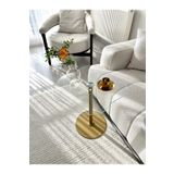 MONEayna WİCCİ Dekoratif Cam Gold Zigon Yan Sehpa