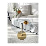 MONEayna WİCCİ Dekoratif Füme Cam Gold Zigon Yan Sehpa