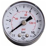 Moneks Manometre Ø63 - 0-10 Bar - Metal Gövdeli - Arkadan Çıkışlı 1/4''