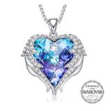 Monemel Eflatun Swarovski Taşlı Kalp Kolye (Altın Kaplama) Sevgililer Günü Hediyesi