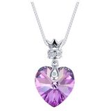 Monemel Mor Swarovski Taşlı Kalpli Gümüş Kolye (Altın Kaplama) Sevgililer Günü Hediyesi Yeni Yıl Hediyesi - Yılbaşı Hediyesi