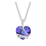Monemel Saks Mavisi Swarovski Taşlı Kalp Kolye (Altın Kaplama) Anneler Günü Hediyesi, Sevgiliye Hediye (Aynı Gün Teslimat)