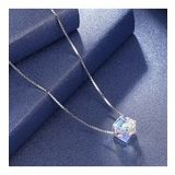 Monemel Swarovski Taşlı Gümüş Küp Kolye (Altın Kaplama) Sevgililer Günü Hediyesi Yeni Yıl Hediyesi - Yılbaşı Hediyesi