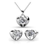 Monemel Swarovski Tasli Kalp Kolye ve Küpe Set (Altın Kaplama) Sevgililer Günü Hediyesi Yeni Yıl Hediyesi - Yılbaşı Hediyesi