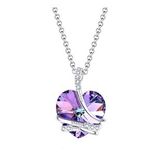 Monemel Swarovski Taşlı Mavi Kalp Kolye (Beyaz Altın Kaplama) N0404 Istanbul Aynı Gün Teslimat, Anneler Günü Hediyesi, Sevgiliye Hediye (Lila)