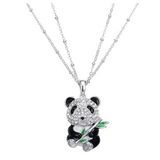 Monemel Swarovski Taşlı Panda Kolye (Altın Kaplama) Sevgililer Günü Hediyesi, Yeni Yıl Hediyesi - Yılbaşı Hediyesi
