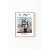 Monet - Krizantemler - Ahşap Desenli Çerçeve, Naturel, 50 x 70