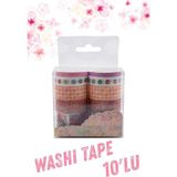 Monet Serisi 10'lu Washi Tape Seti Pembe Çiçek Temalı Dekoratif Bant Seti Ajanda Günlük Süsleme Bant