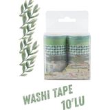 Monet Serisi 10'lu Washi Tape Seti Yeşil Doğa Temalı Dekoratif Bant Seti Temalı Hobi Malzemesi