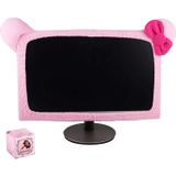 Monfurise 1 Adet Sevimli Kedi Kulak Bilgisayar Monitör Kapağı, Kawaii Pembe Toz Geçirmez Ekran Koruyucu 20-29 İnç Ekran için, Yumuşak Elastik Kumaş Monitör Kız Oyuncular için Toz Kapağı, Ev Ofis