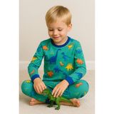 Moni Erkek Çocuk Likralı Penye Kaliteli Dinozor Baskılı Pijama Takımı - Yeşil - 6 Yaş
