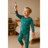 Moni Erkek Çocuk Likralı Penye Kaliteli Uzay Baskılı Pijama Takımı - Mavi - 2 Yaş