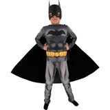 Moni Erkek Çocuk Pelerinli Maskeli 3D Kas Görünümlü Dijital Baskılı Batman Kostümü - Gri - Siyah - 4 - 5 Yaş