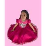 Moni Kız Çocuk Lol Bebekleri Baskılı, Tüllü Kiloş Etekli, Yazlık Pembe Elbise - Fuşya - 3 - 4 Yaş