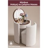 monico home Nimbus Beyaz Yumuşak Kumaş Makyaj ve Çalışma Masası - Montaj Gerektirmez