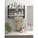 Moniev 2 Raflı Metal Düzenleyici Havluluk Baharatlık Duvara Monte Banyo Rafı Metal Organizer Çok Amaçlı Raf