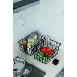 Moniev 2'Li Büyük Boy Lüks Sepet Mutfak Düzenleyici Banyo Organizer Tel Sepet Metal Organizer Meyve Sepeti