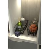 Moniev 2'Li Dikdörtgen Lüks Sepet Mutfak Düzenleyici Banyo Organizer Tel Sepet Metal Organizer Meyve Sepeti