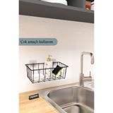 Moniev Asılabilir Yapışkanlı Sepet Mutfak Düzenleyici Banyo Rafı Çok Amaçlı Organizer