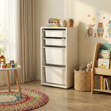 Moniev Kids 4 Sepetli Dolap Çok Amaçlı Dolap Oyuncak Dolabı MNV2601_4 - Beyaz
