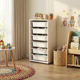 Moniev Kids 6 Sepetli Dolap Çok Amaçlı Dolap Oyuncak Dolabı MNV2601 - Beyaz