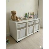 Moniev Kids Beyza 6 Sepetli Çok Amaçlı Dolap Oyuncak Dolabı - Beyaz