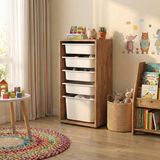 Moniev Kids Çok Amaçlı 5 Sepetli Dolap Atlantik Çam Suntalam Malzeme 85x45x30 cm Klasik Tasarım