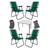 Moniev Litea 4 Adet Kamp Sandalyesi Katlanır Piknik Sandalye ve Bardaklık Yeşil + Katlanır Mdf Masa Yeşil, mnv_litea_4_mdf