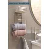 Moniev Yapışkanlı Havluluk Metal Havlu Düzenleyici Banyo Askısı Havlu Askısı