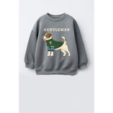 Monila Erkek Çocuk 3 İplik Kumaş Hayvan Baskılı Pamuklu Sweatshirt