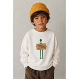 Monila Erkek Çocuk 3 İplik Kumaş Uzaylı Baskılı Pamuklu Sweatshirt