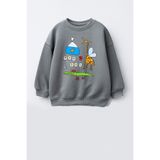 Monila Erkek Çocuk 3 İplik Kumaş Zürafa Baskılı Pamuklu Sweatshirt