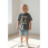 Monila Erkek Çocuk Pamuklu Bisiklet Yaka Baskılı T-Shirt - Antrasit - 7 - 8 Yaş