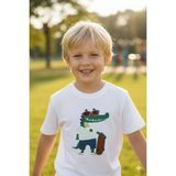 Monila Erkek Çocuk Pamuklu Bisiklet Yaka Baskılı T-Shirt - Ekru - 9 - 10 Yaş