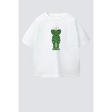 Monila Erkek Çocuk Pamuklu Bisiklet Yaka Baskılı T-Shirt - Ekru - Yeşil - 9 - 10 Yaş