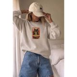 Monila Kadın Premium Kumaş 3 İplik Şardonlu Noodle Baskılı Sweatshirt