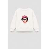 Monila Kız Çocuk 3 İplik Kumaş Pamuklu Frida Baskılı Sweatshirt