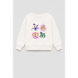 Monila Kız Çocuk 3 İplik Kumaş Pamuklu Hayvan Baskılı Sweatshirt