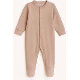 Monimu Baby %100 Organik Pamuklu Patikli Bebek Tulum - Vizon - 3 - 6 Ay