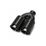 Monlion 1x90 mm Çift Çıkış Egzoz Ucu 60 mm Giriş Karbon Görünüm Krom Universal Egzoz Ucu BMW Uyumlu