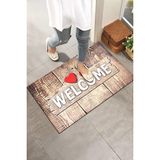 Monnhein Ahşap Desenli Welcome Kapı Önü Paspası - Renkli - 45 x 65 cm