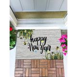 Monnhein Happy New Year Kapı Önü Paspası Dekoratif Kapı Paspası Dış Mekan Paspas Ev Içi Paspası 45x70cm