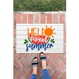 Monnhein Hello Summer İç ve Dış Mekan Dekoratif Çok Amaçlı Kapı Önü Paspası