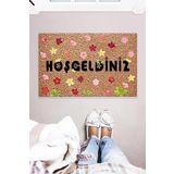 Monnhein Hoşgeldiniz Çiçekli Çok Amaçlı İç ve Dış Mekan Dekoratif Kapı Önü Paspası 45x70