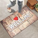 Monnhein Kapı Önü Paspası - Modern ve Şık Kapı Paspası | Ev, Ofis ve Dış Mekân Kullanımı İçin (Ahşap Desenli Welcome) 40x60