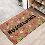 Monnhein Kapı Önü Paspası - Modern ve Şık Kapı Paspası | Ev, Ofis ve Dış Mekân Kullanımı İçin (Hoşgeldiniz with Flowers) 45x65