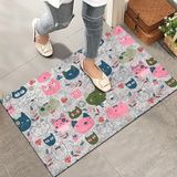 Monnhein Kapı Önü Paspası - Modern ve Şık Kapı Paspası | Ev, Ofis ve Dış Mekân Kullanımı İçin (Renkli Kedi Bahçesi) 45x65
