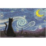 Monnhein Kedi Köpek Komik Tasarımlı Dekoratif Kapı Önü Paspas, Dış Mekan/ev Içi/banyo/mutfak/yatak Odası/giriş Paspasları (Gece Kedi, 45X70) - Abanoz