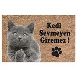 Monnhein Kedi Köpek Komik Tasarımlı Dekoratif Kapı önü Paspas, Dış Mekan/Ev İçi/Banyo/Mutfak/Yatak Odası/Giriş Paspasları (Kedi Sevmeyen Giremez, 45x70)